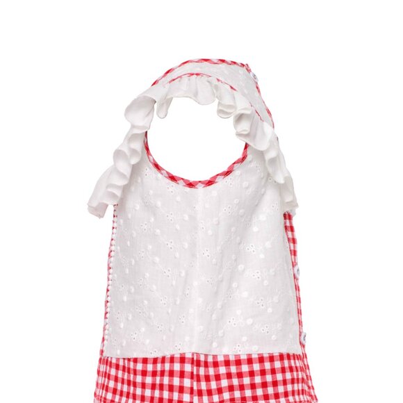 Gingham Girls Shorts Outfit in White and Red - Picture 4 of 8